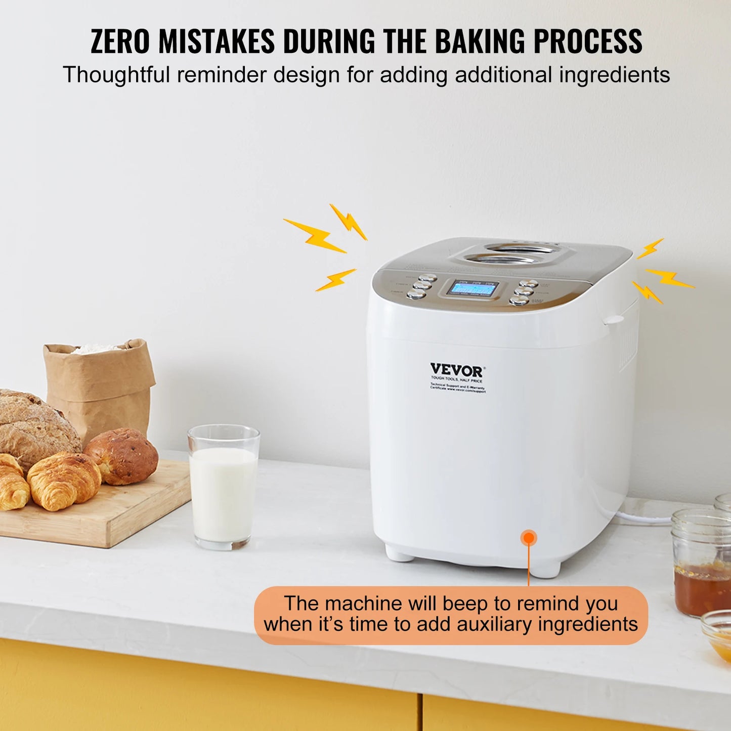 SucceBuy Automatic 15 Function Bread Maker Nonstick Ceramic Pan