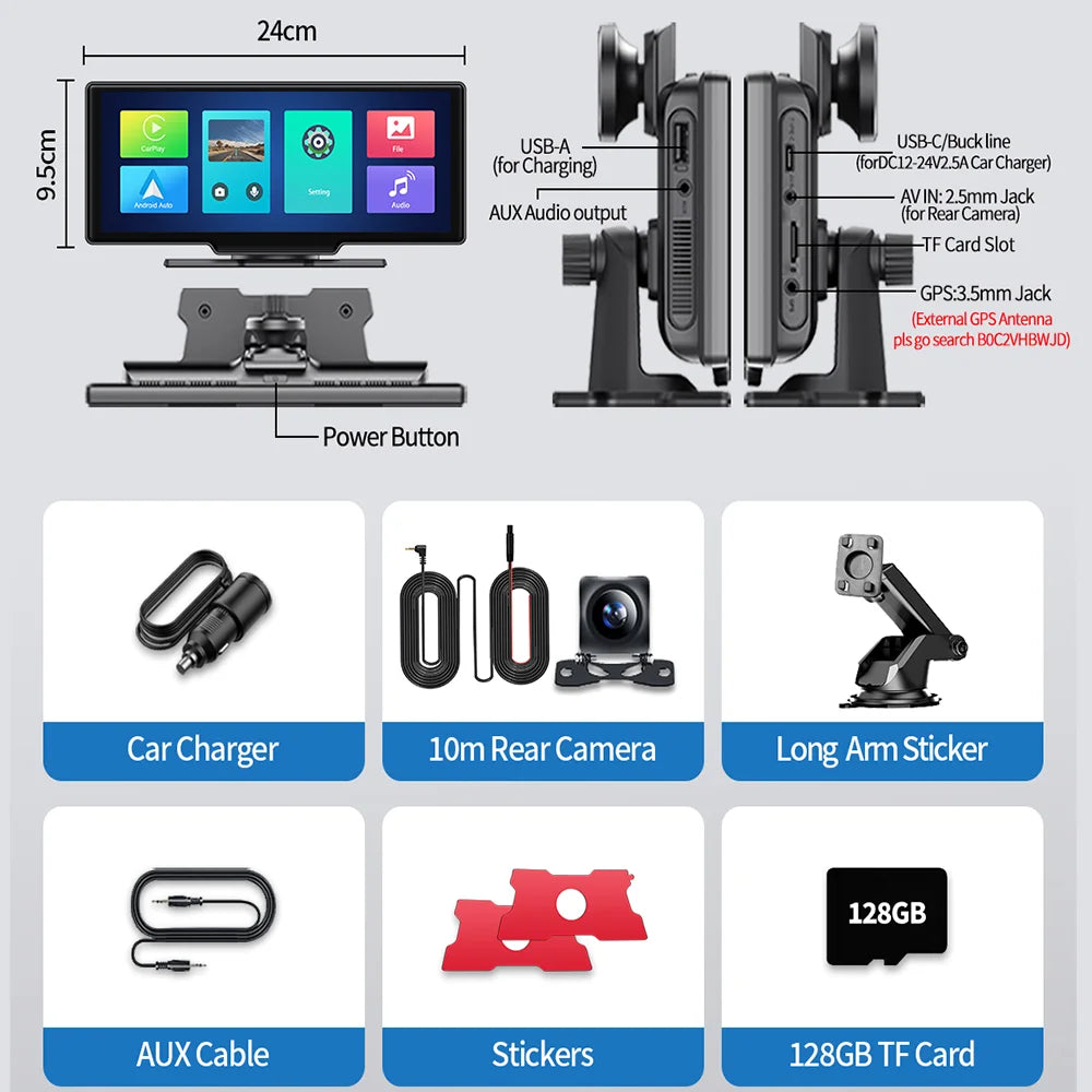 Imagebon 4K ADAS Dashcam With CarPlay Android Auto GPS AI