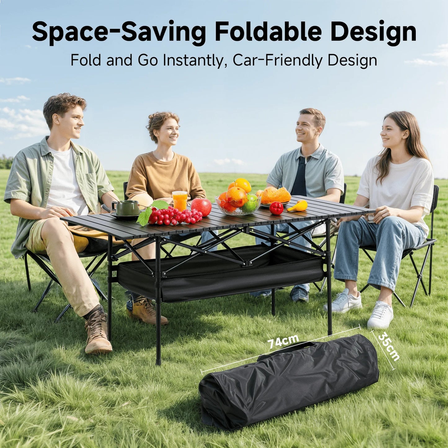 Senmeo Camping Table Fold Up Lightweight Aluminum With Carry Bag