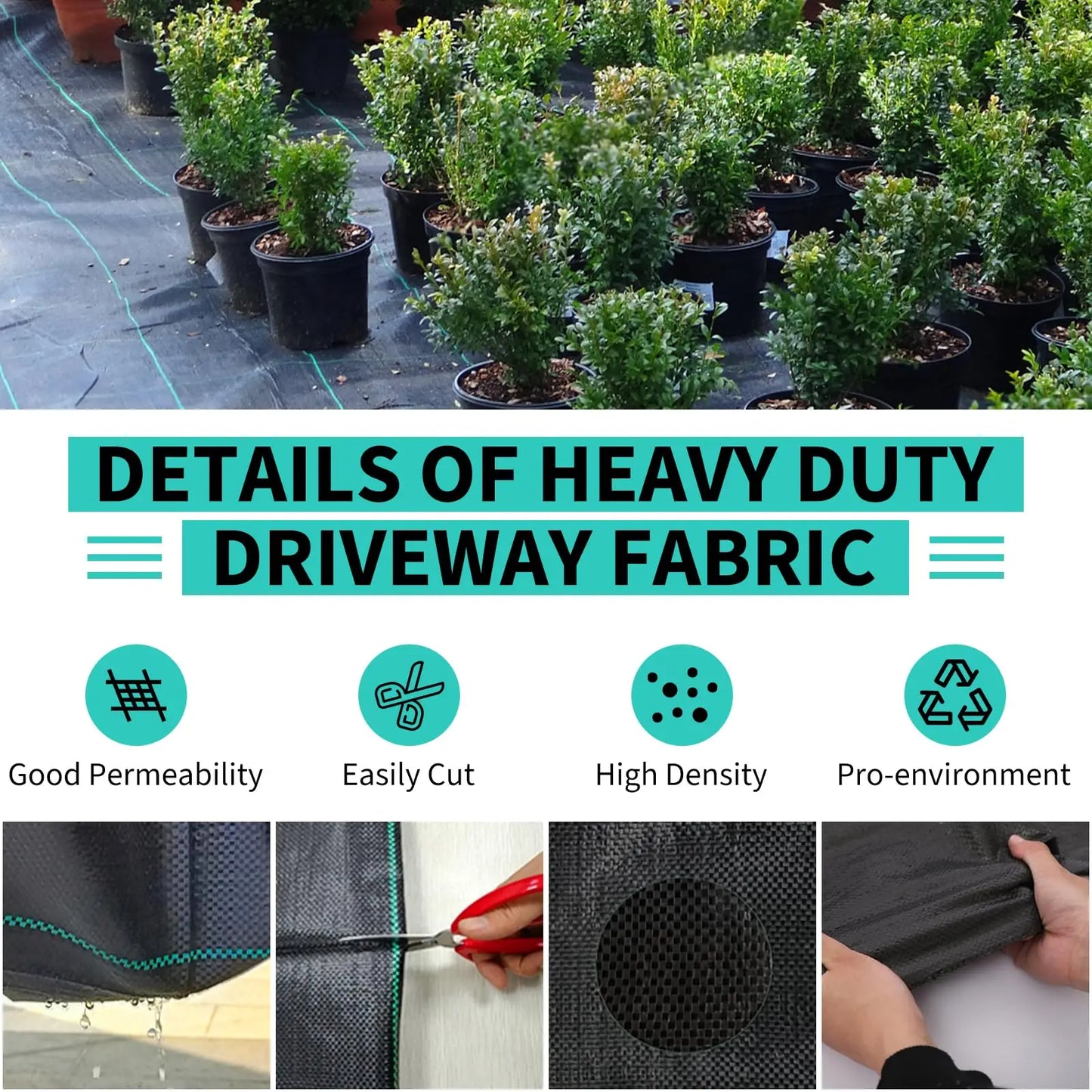 HiMISS Heavy Duty Weed Barrier Landscape Fabric Garden And Driveway