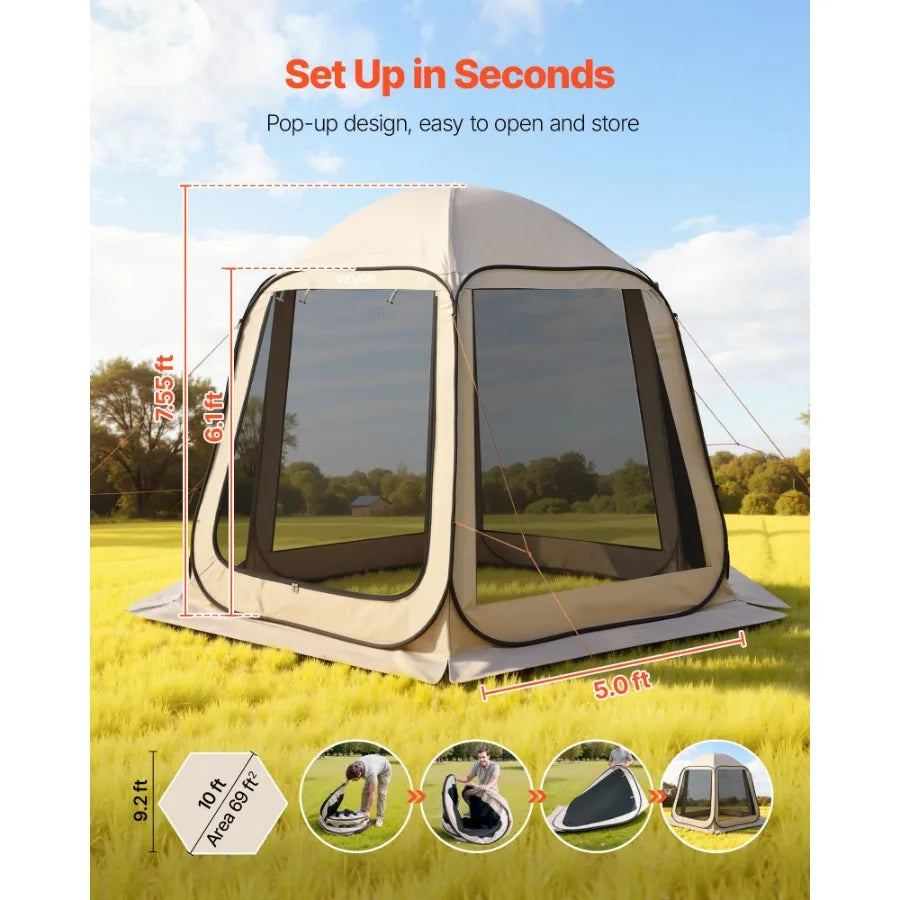Pop Up Screen House Tent With Netting Sides For Garden Use