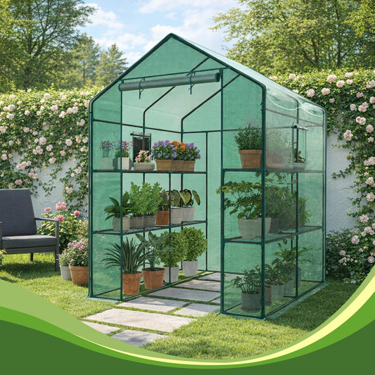 Portable Walk-In Greenhouse With Screen Windows For Outdoor Plants
