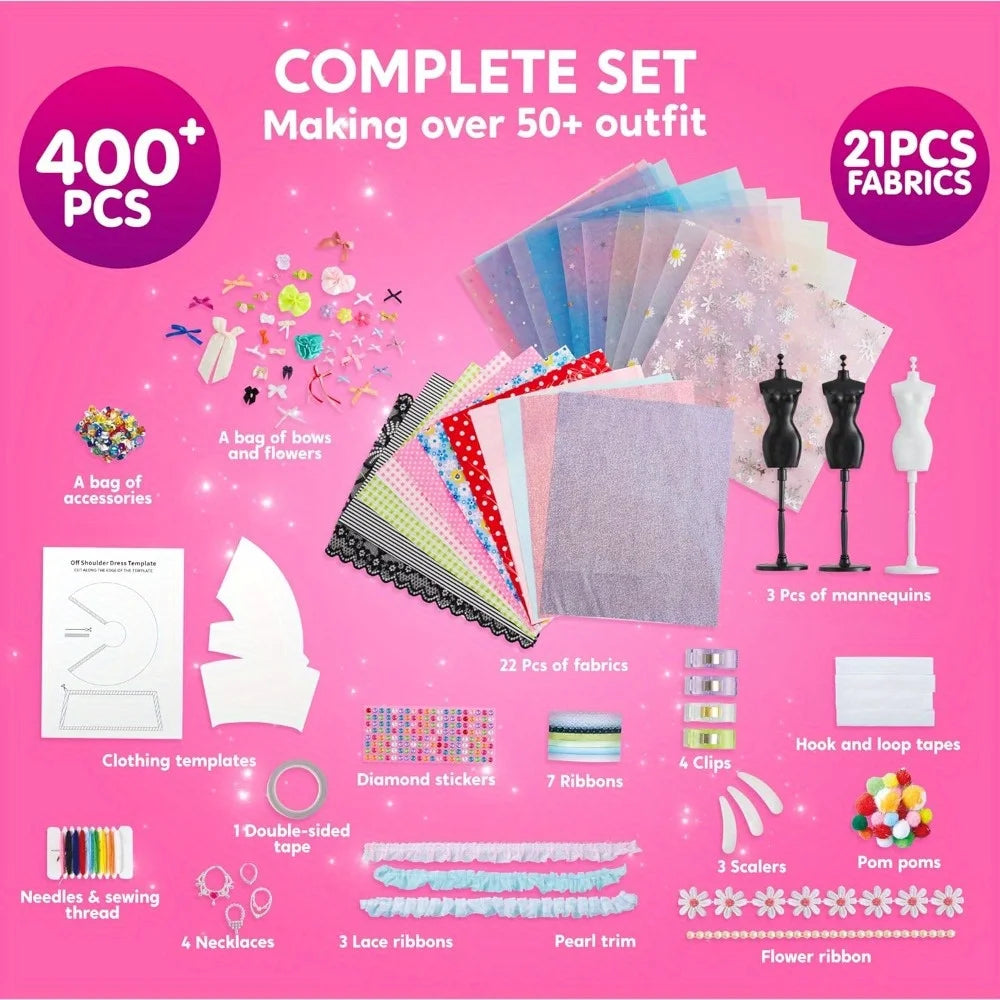 Joyfy 400 Piece Kids Fashion Design Craft Kit With Mannequins