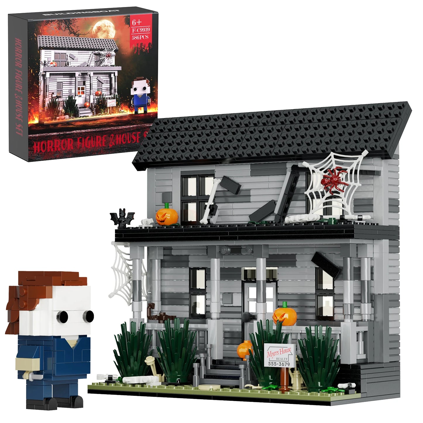 Horror Movie Iconic Architecture House Building Blocks Halloween Ornament