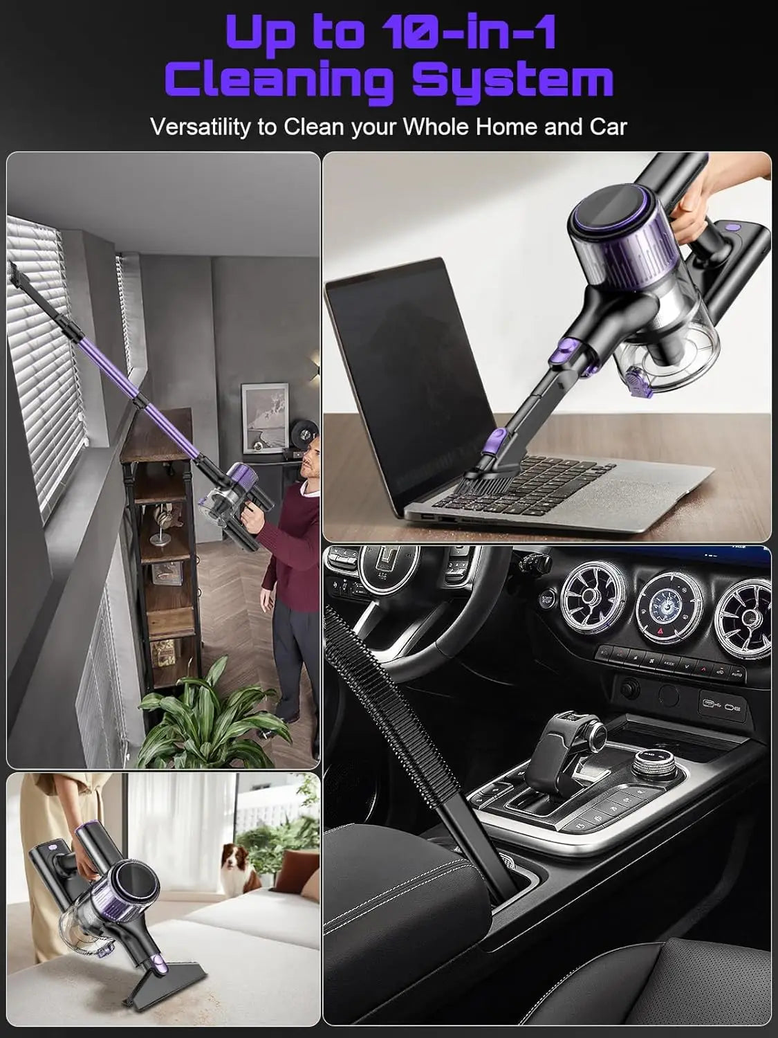 SUXIANGVAC Cordless Vacuum Cleaner 55KPa 500W 45Min Pet Hair