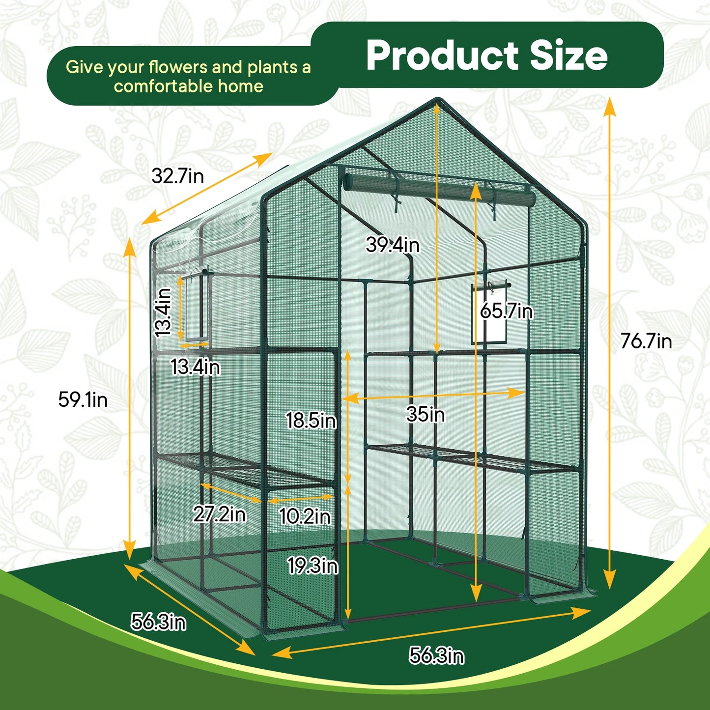 Portable Walk-In Greenhouse With Screen Windows For Outdoor Plants