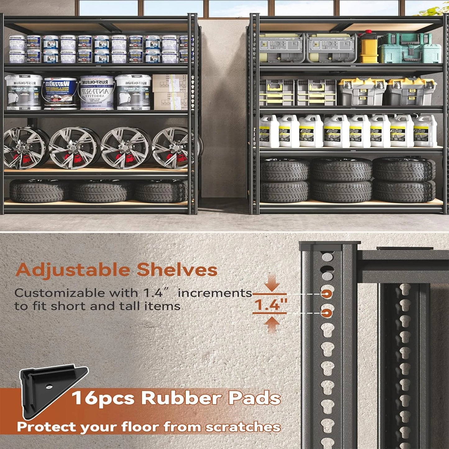 Heavy Duty 5 Tier Metal Garage Shelving Unit for Basement Pantry Closet