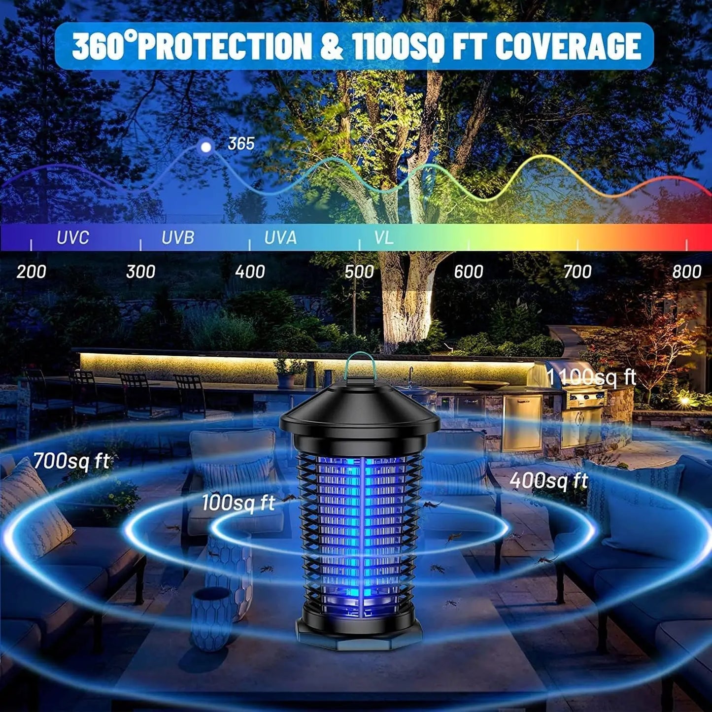 Outdoor Bug Zapper 4000V Indoor Mosquito Killer Lantern Waterproof Trap