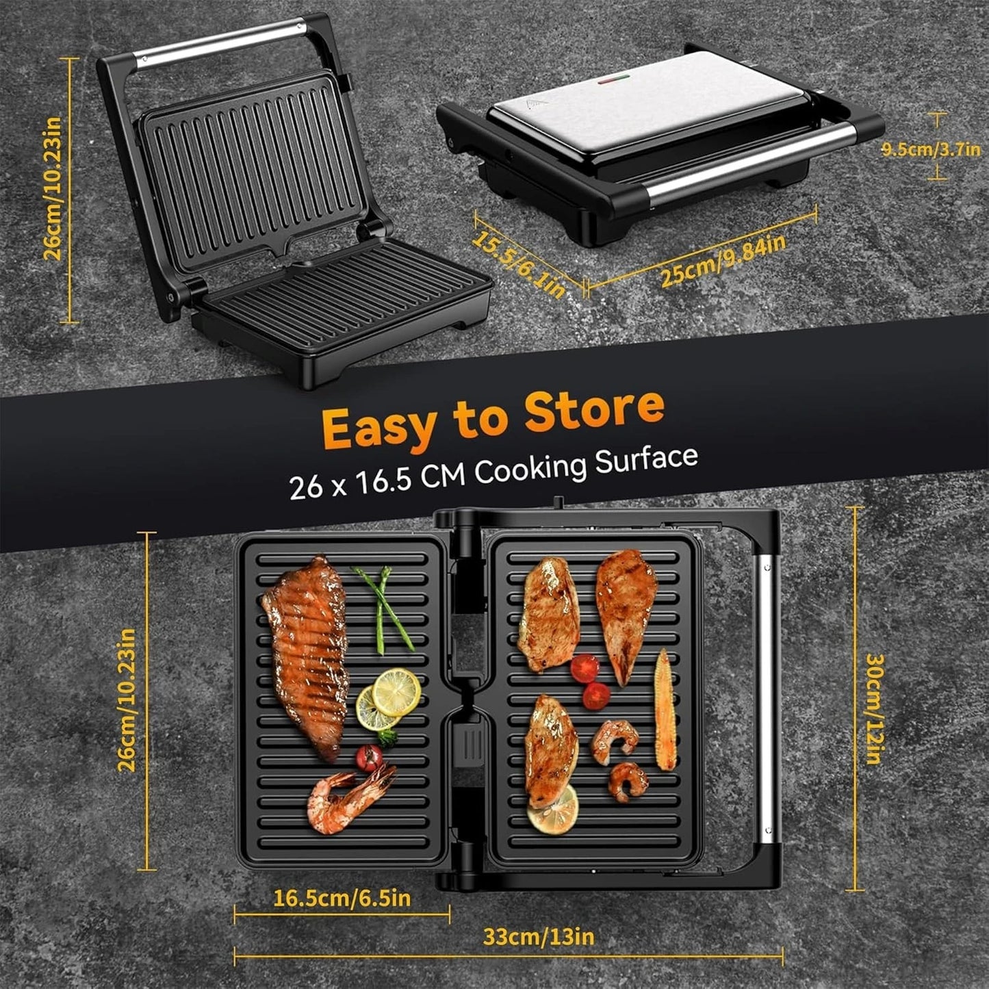 OSTBA 1200W Electric Panini Grill With Interchangeable Plates