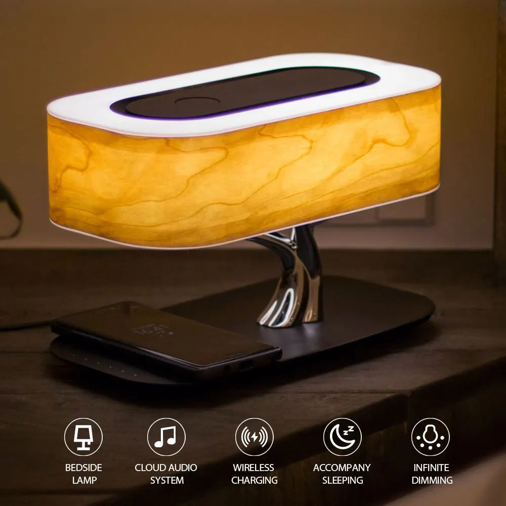 Wireless Charging Speaker Bedside Lamp With Adjustable Ambient Light