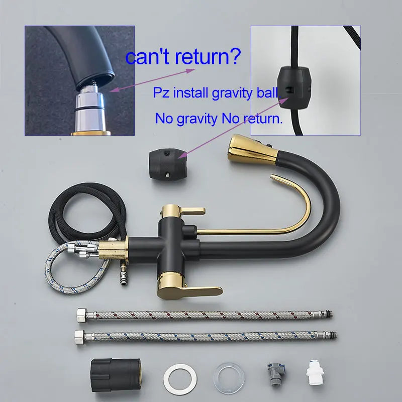 Gold /Black/Chrome Kithcen Purified Faucet Pull Out Water Filter Tap 2/3 Way Torneira Hot Cold Mixer Sink Crane Kitchen Drink