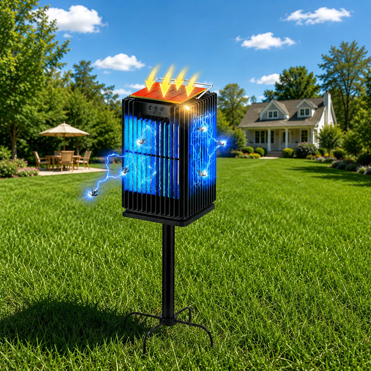 Solar Outdoor Mosquito Zapper Cordless Waterproof With Ground Bracket