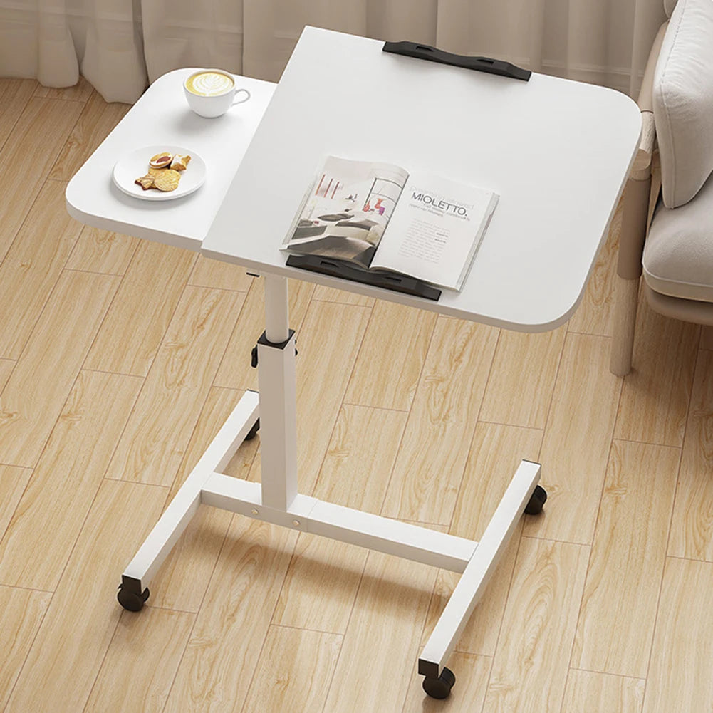 Movable Overbed Table With Wheels, Adjustable Height Overbed Table, Rolling Tray Table, Medical Bedside Desk For Home Office