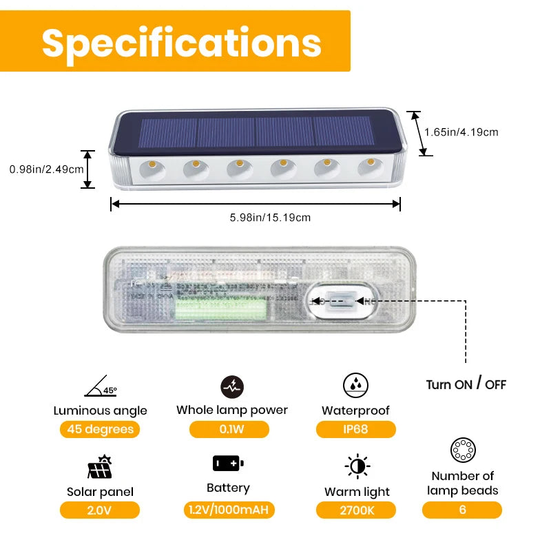 4 Pack Outdoor Solar LED Step Lights IP68 Waterproof Deck Stair Lights