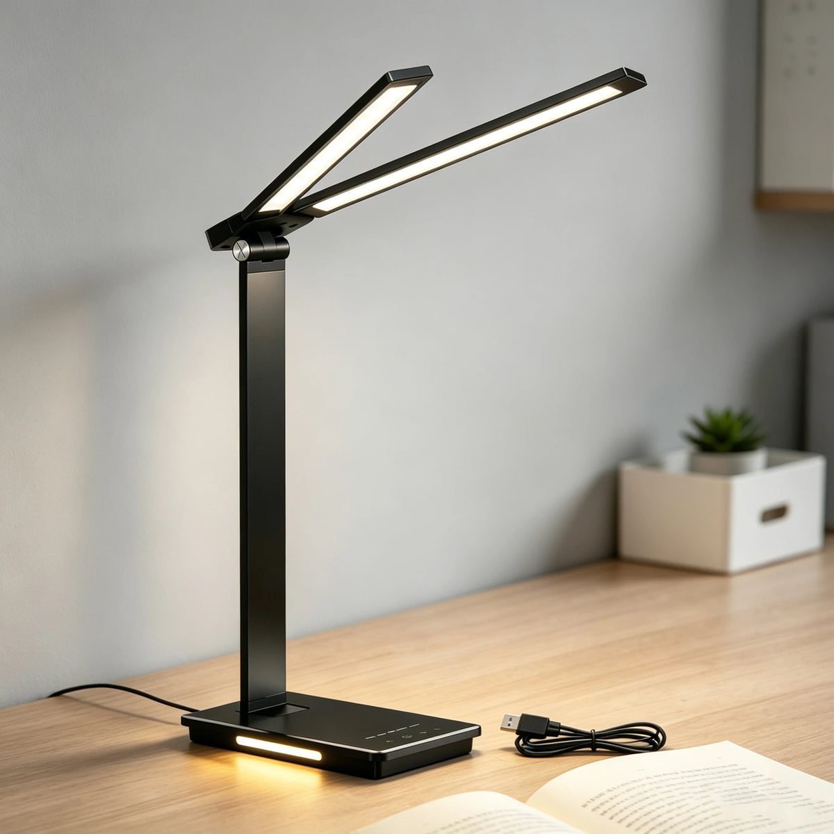 DUMILOO Double Head LED Desk Lamp with USB Charging