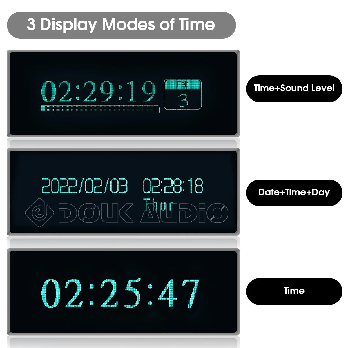 Stereo VFD Music Spectrum Sound Level Indicator Display Home Decor Clock Microphone+Line Audio VU Meter Dot Matrix
