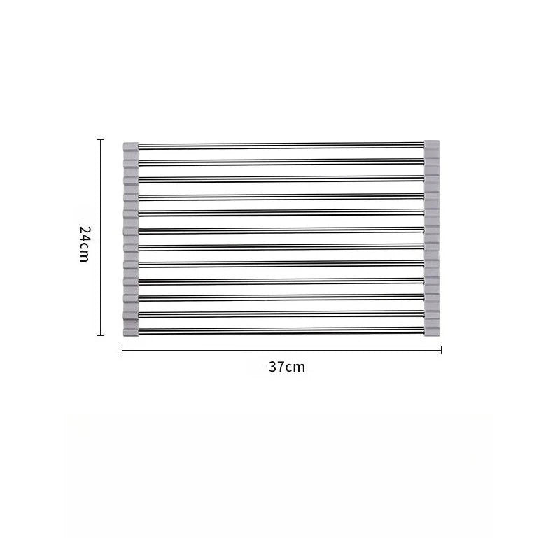Foldable Dish Drainer Roll Up Rack Kitchen Sink Organizer