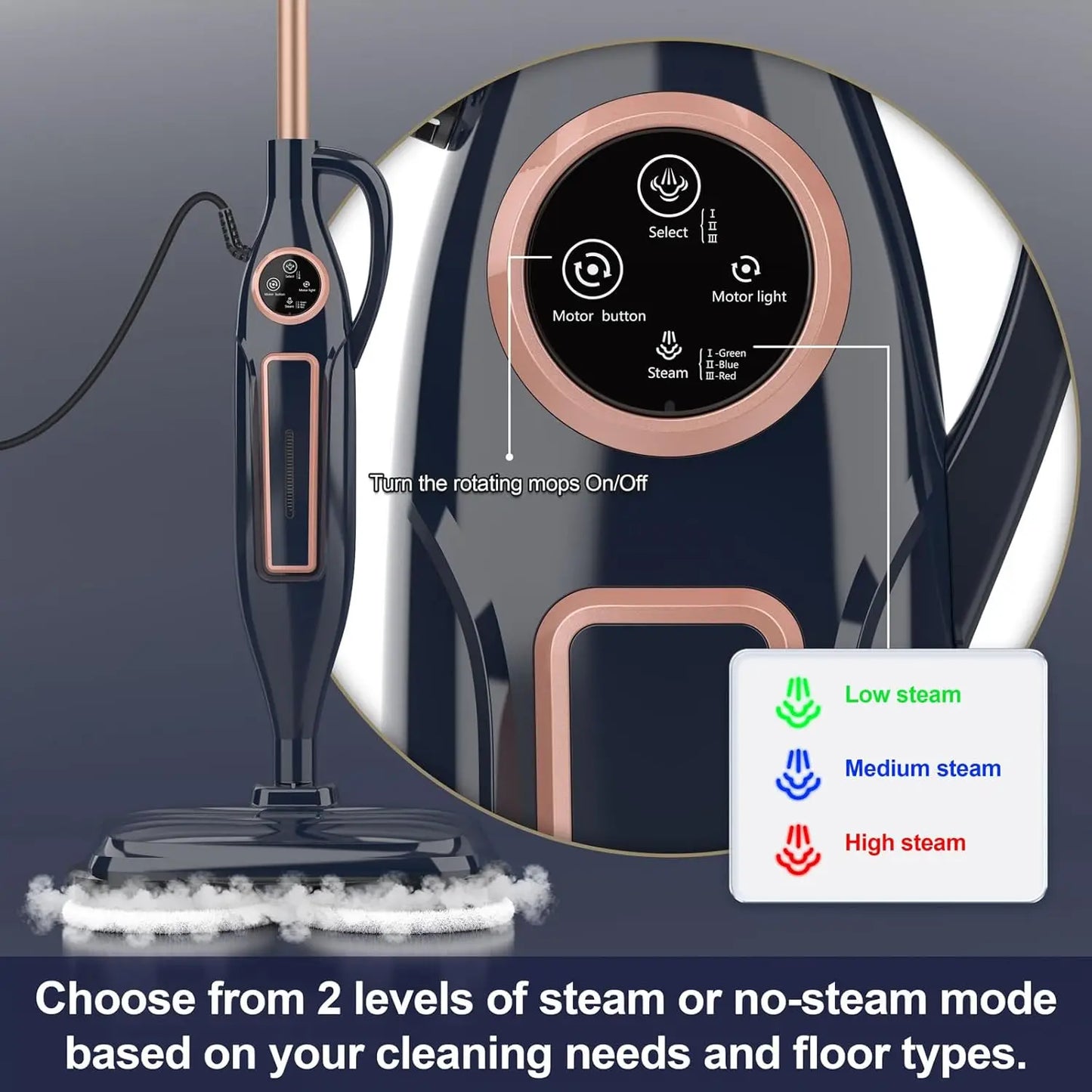 INSE VM6 Steam Mop With Rotating Floor Pad For Homes