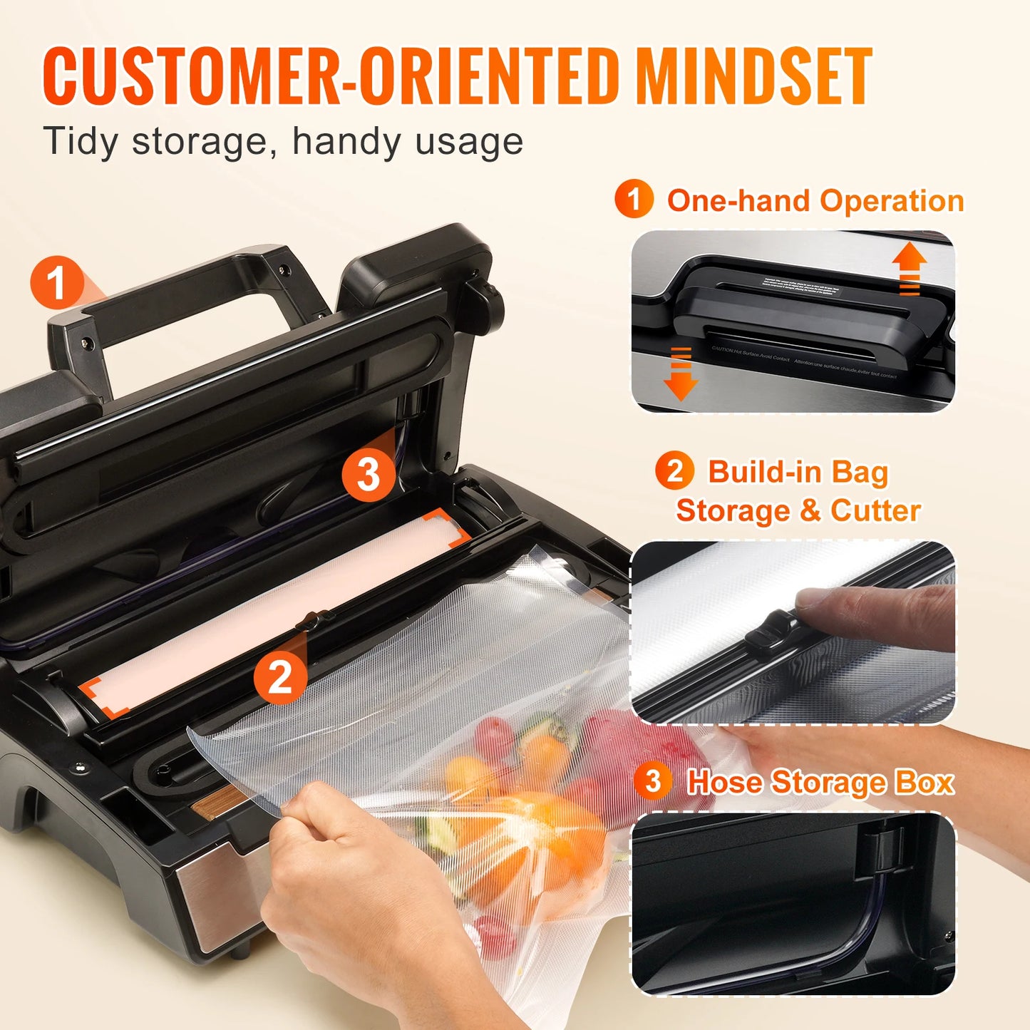 SucceBuy Vacuum Sealer Machine 90Kpa 130W For Fresh Food Storage