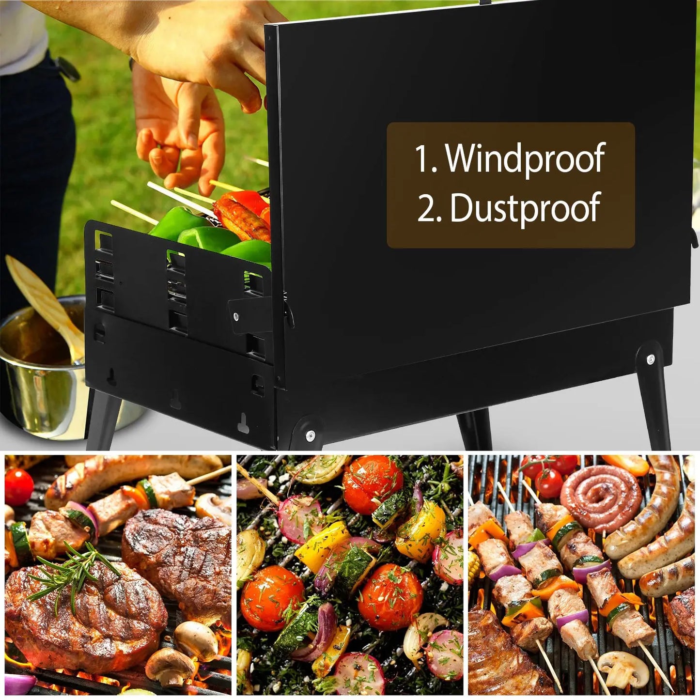 Portable Charcoal Grill Foldable Suitcase For Outdoor Camping