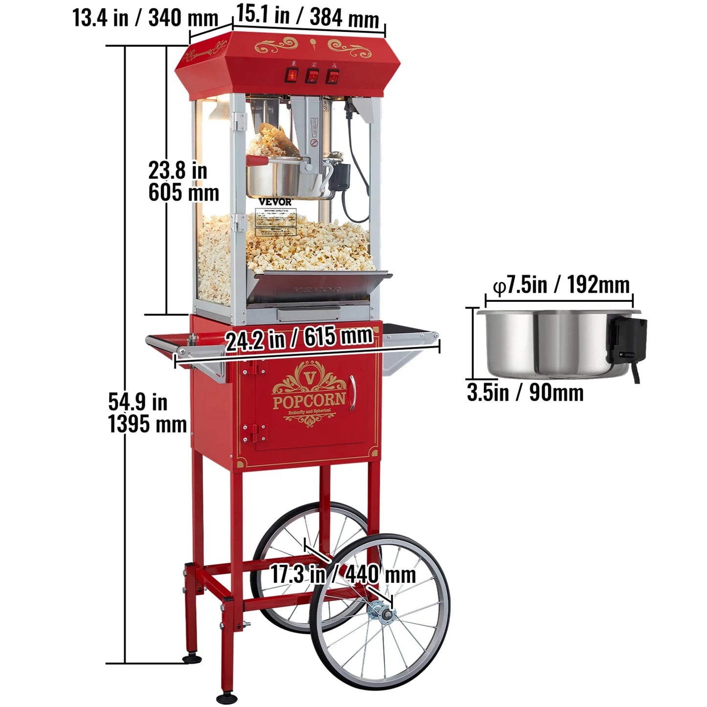 SucceBuy Commercial Electric Popcorn Maker 500W 110V