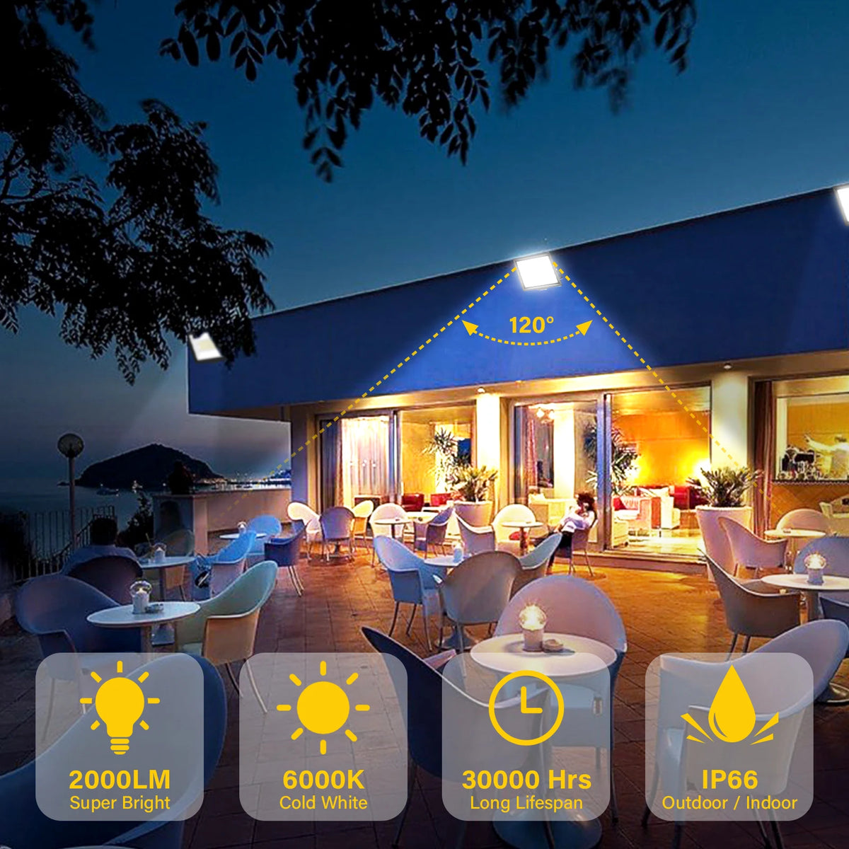 SKYWORLD 50W-200W LED Flood Light AC 110V 240V Floodlight with Plug Street Garden Wall Lamp Outdoor Lighting 6000K