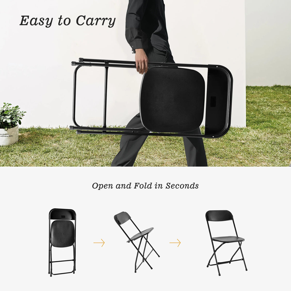 JHK Portable Folding Chair Faux Leather Indoor Outdoor Seating