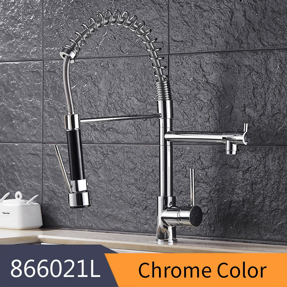 Gold Kitchen Faucets Gold Torneira Para Cozinha Faucet for Kitchen Sink Single Pull Out Spring Spout Mixers Hot Cold Water Tap