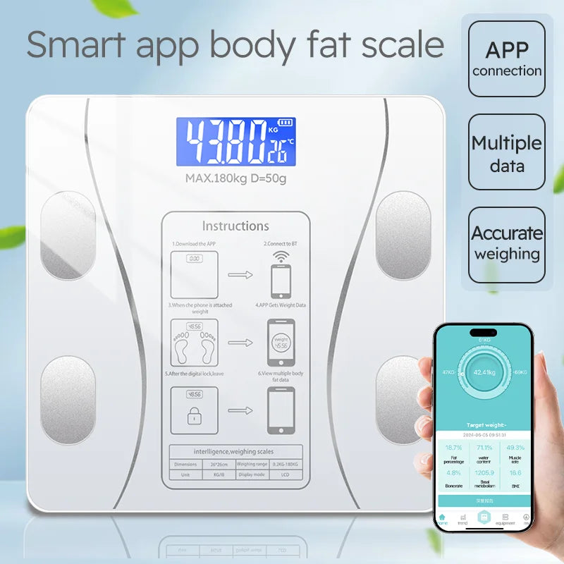 Smart Body Fat Scale Wireless LED Digital Body Composition Analyzer