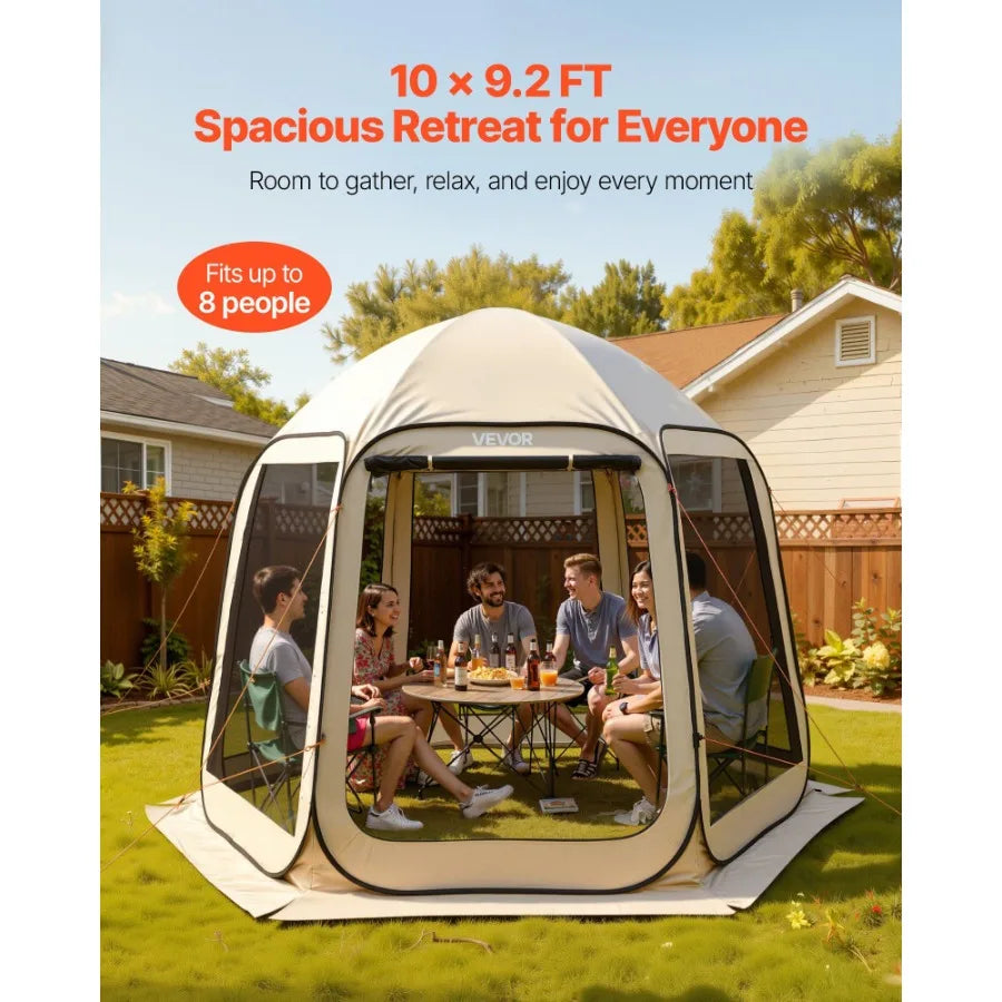 Pop Up Screen House Tent With Netting Sides For Garden Use