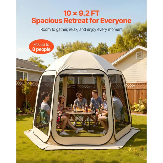 Pop Up Screen House Tent With Netting Sides For Garden Use