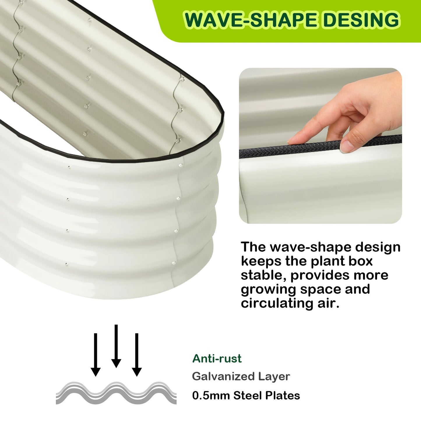 HiMISS Oval Galvanized Raised Garden Bed Two Pack Outdoor