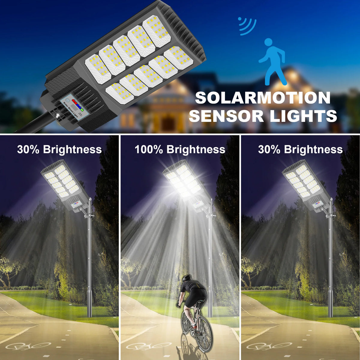 5000W Outdoor Solar Flood Light, 10000LM High Bright LED, IP65 Waterproof Dustproof, Dusk-to-Dawn Auto On/Off, Motion Sensor, Remote Timing & Dimming, Large Solar Battery, Wire-Free Easy Install, Commercial Solar Lamp for Yar