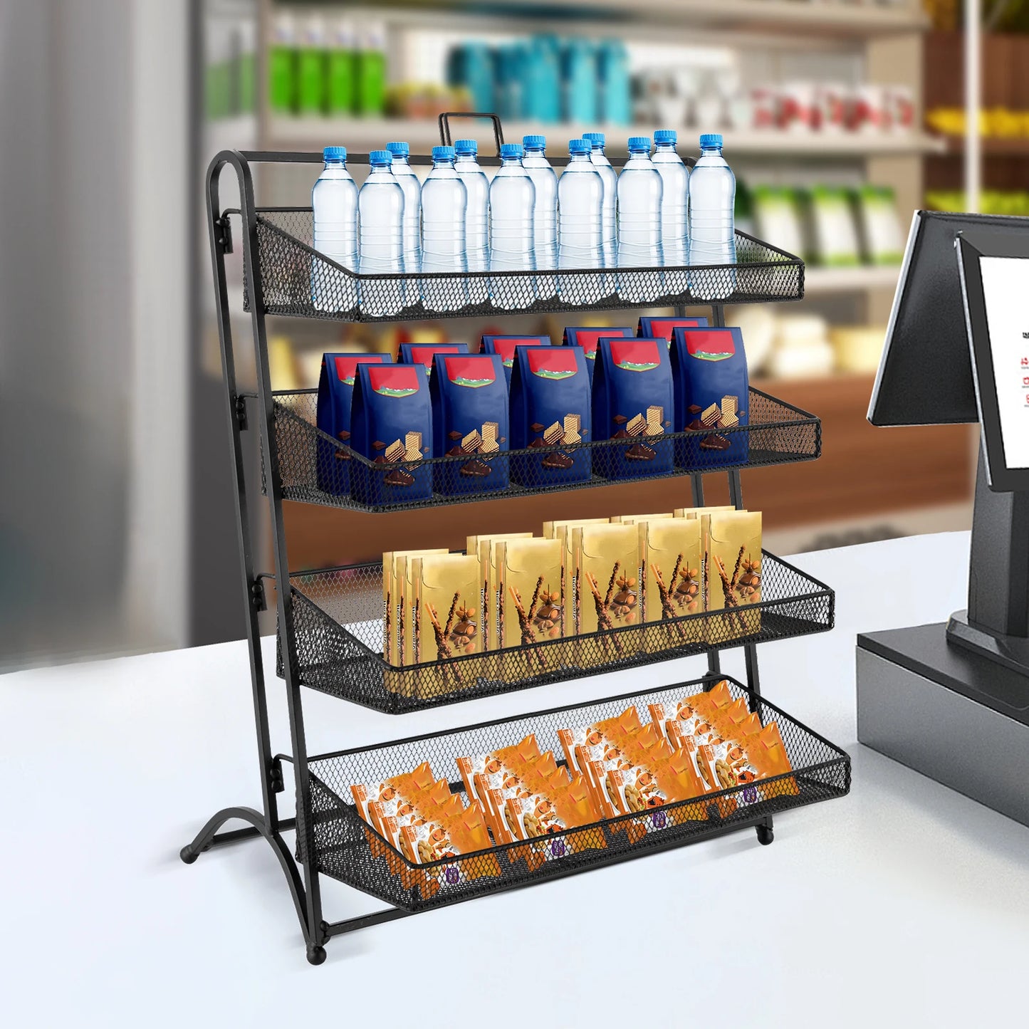 Bymaocar 4 Tier Storage Display Rack For Stores And Office