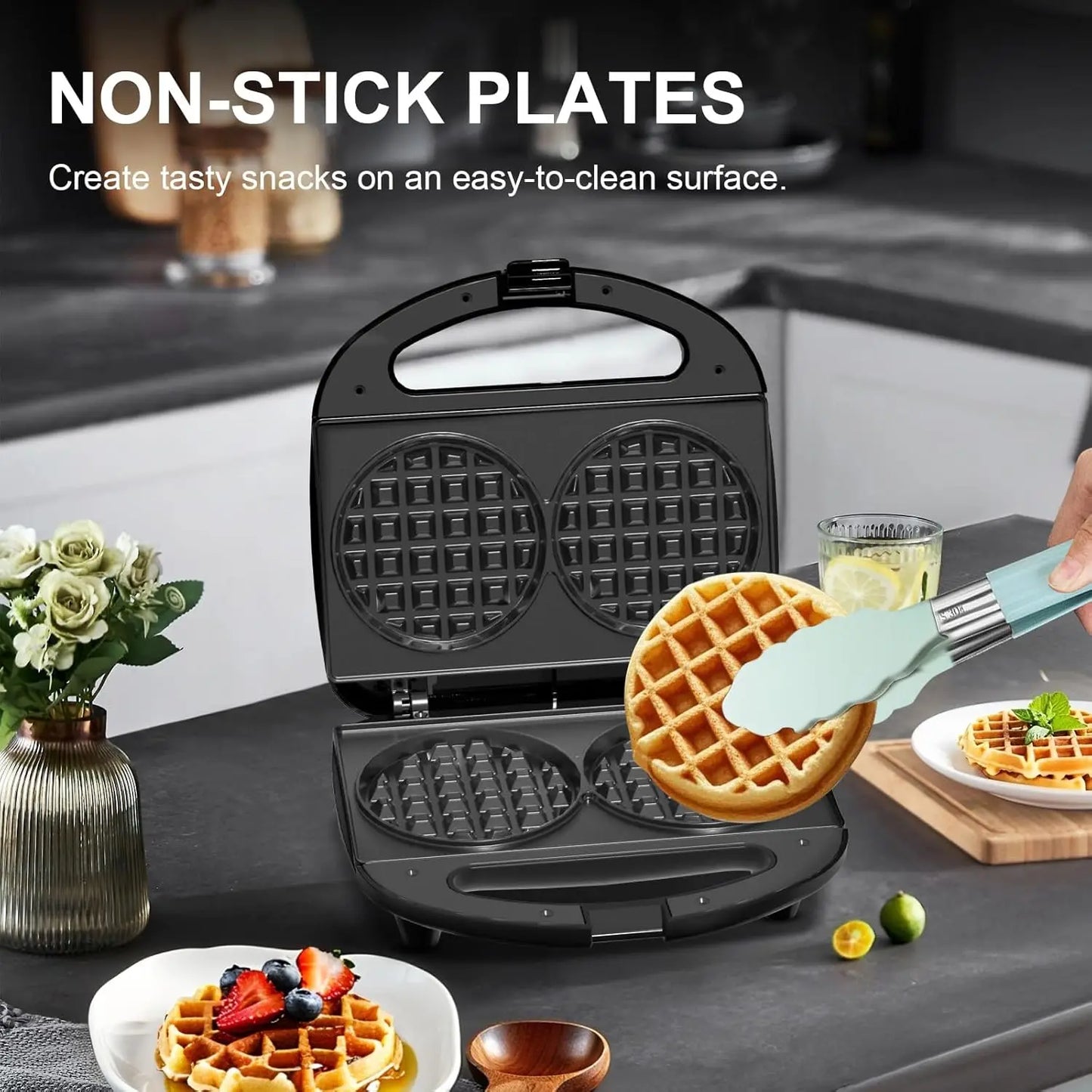 3-in-1 Sandwich Maker With Removable Plates Panini And Waffle Maker