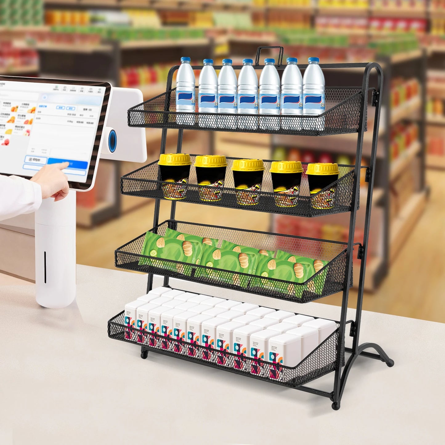 Bymaocar 4 Tier Storage Display Rack For Stores And Office