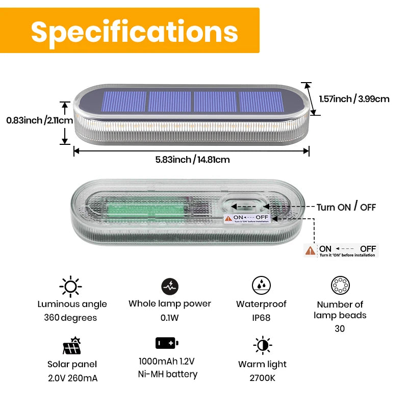Solar Deck Lights IP68 Auto On Off LED Garden Pathway