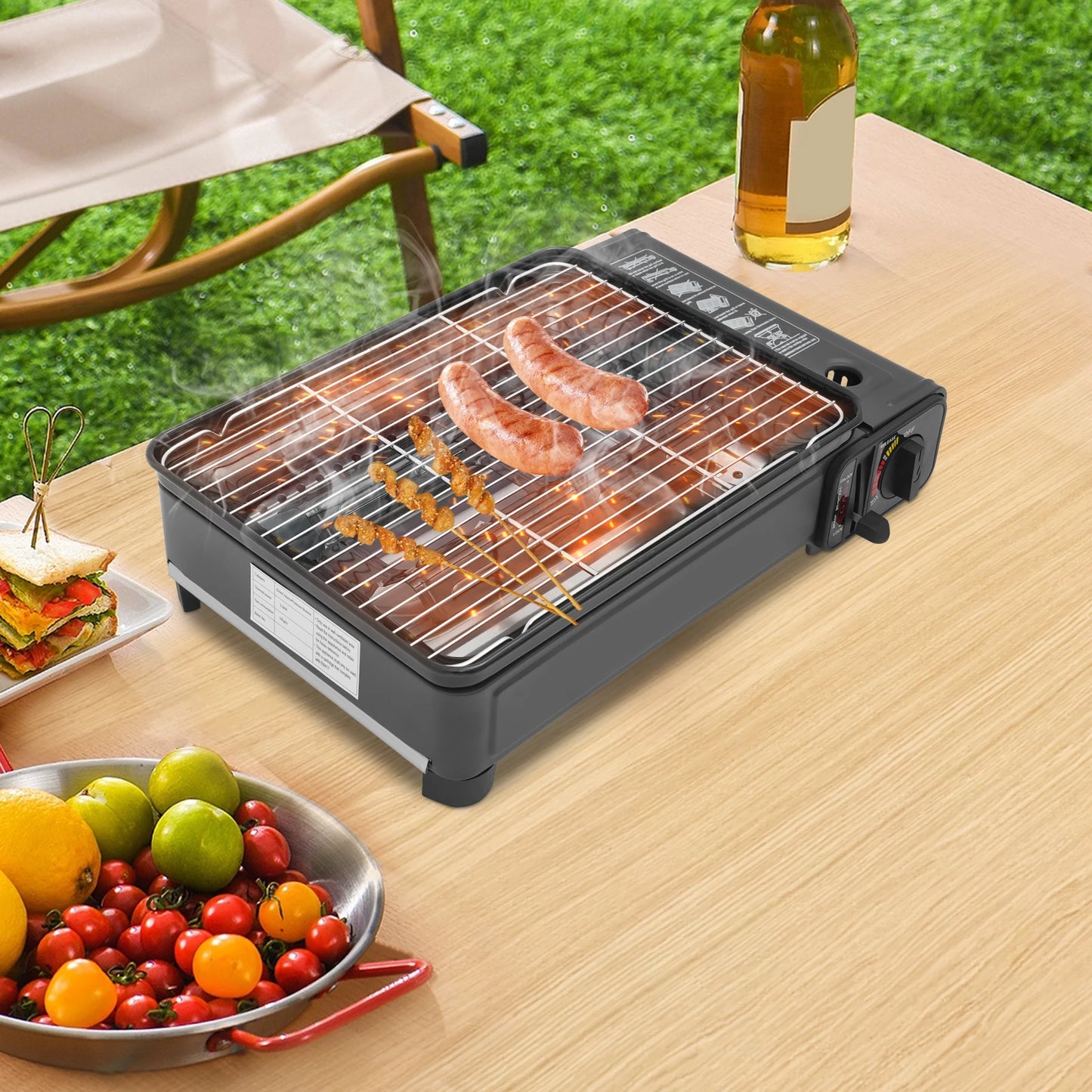 Bymaocar Gas Barbecue Grill LPG Stove 2KW Camping Tabletop