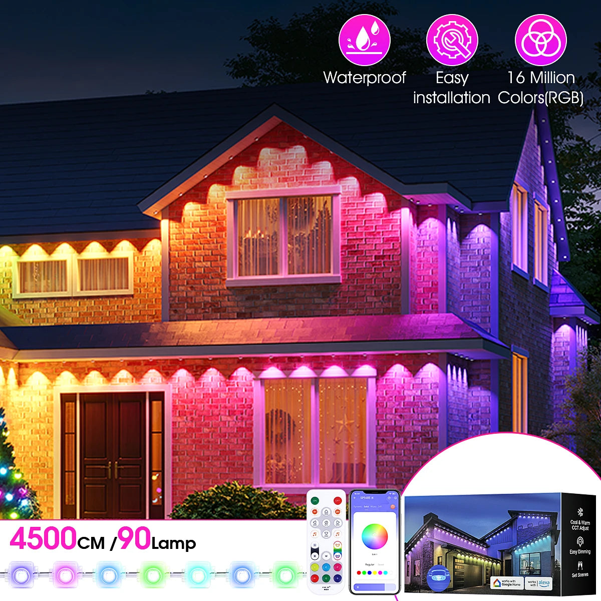 Aiopp RGBIC Outdoor Lights IP67 Waterproof 60 or 90 LEDs