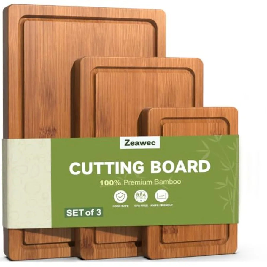 Wood Cutting Board With Deep Juice Grooves And PreOiled Finish