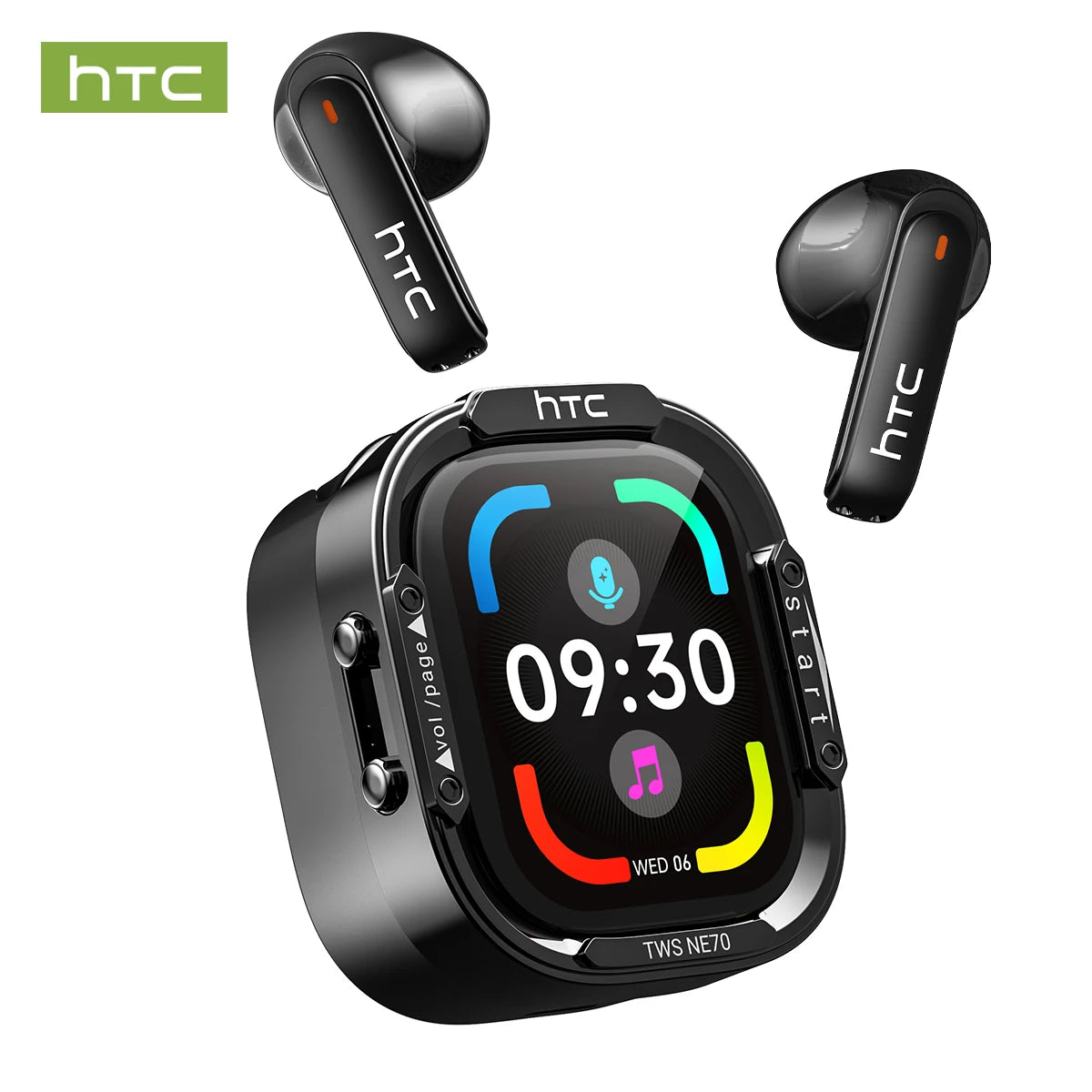 Wireless Headphones Bluetooth HTC NE70 Earphones Microphones Earbuds AI Translator 30Hours of Battery Life Full HD LCD Display