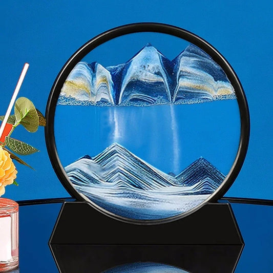 3D Moving Sand Art Round Glass Sandscape Hourglass Gift Decor
