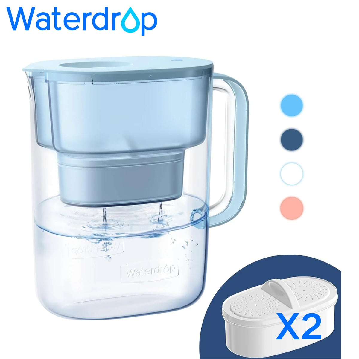 Waterdrop Water Filter Pitcher with Two Long Life Filters