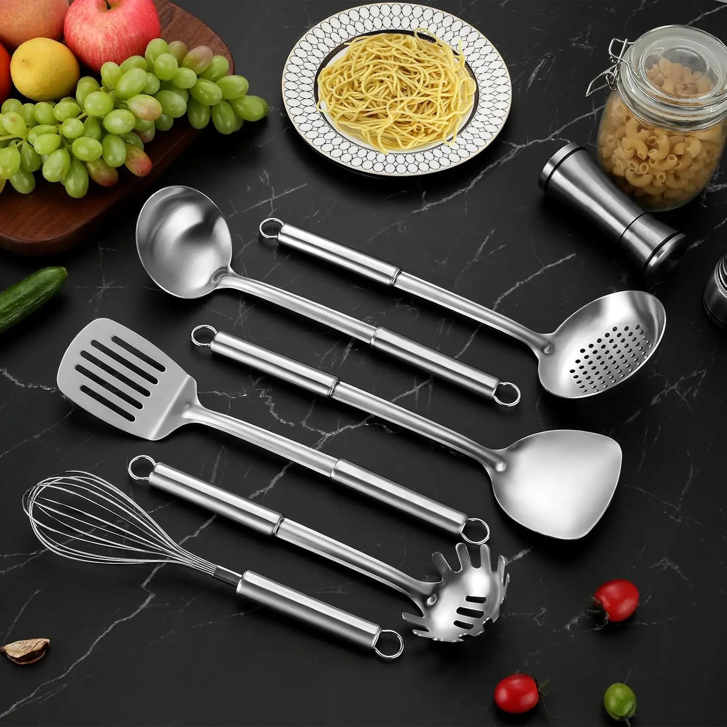 6-Piece Stainless Steel Kitchen Utensils Set With Hanging Handle