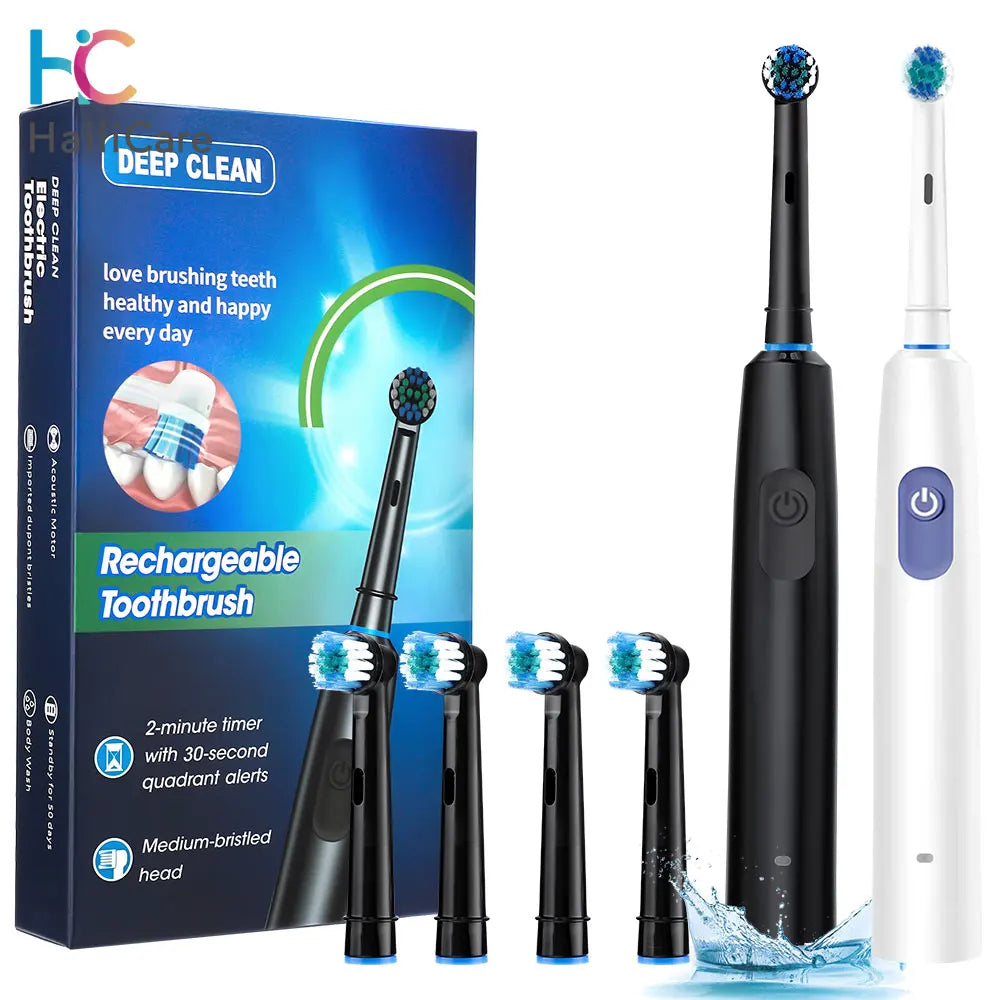 Electric Rechargeable Rotating Toothbrush With Five Modes And Timer