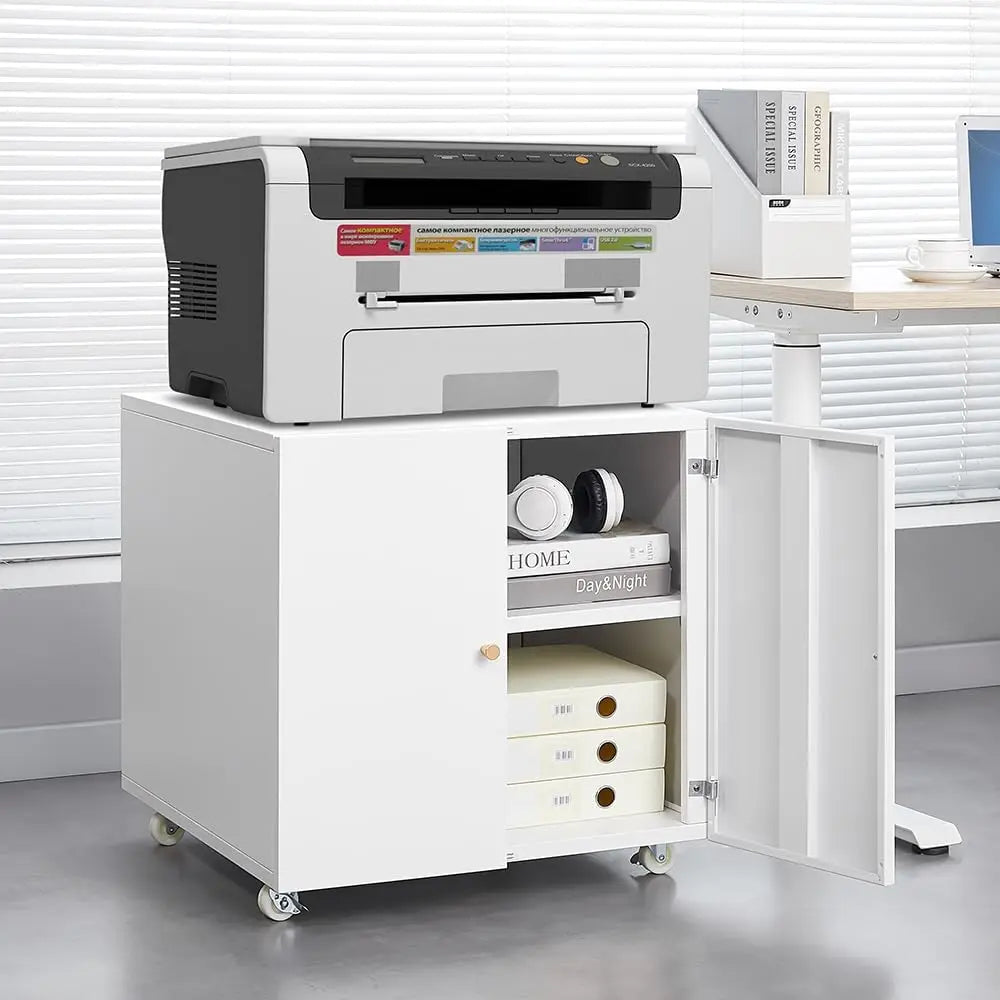 HiMISS Metal Printer Stand With File Storage And Wheels