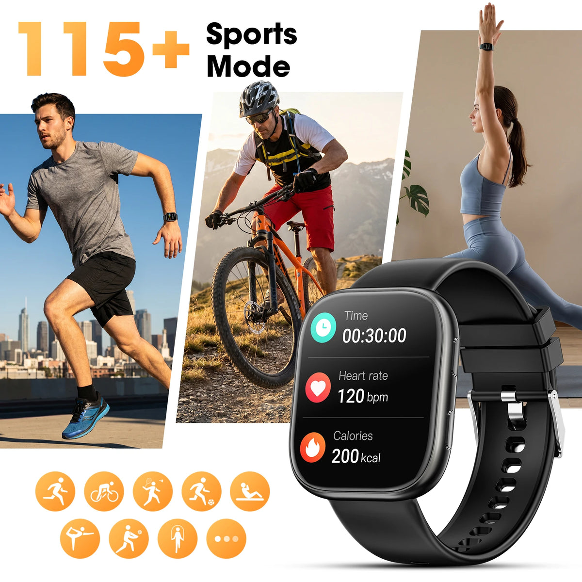 Bluetooth Calling Smartwatch Fitness Tracker Heart Rate SpO2 Sleep Monitor