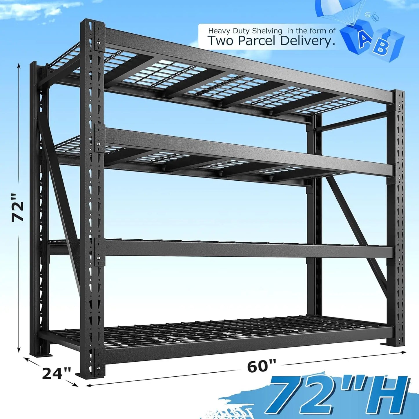 Heavy Duty Adjustable 4 Tier Metal Garage Shelving Basement Storage