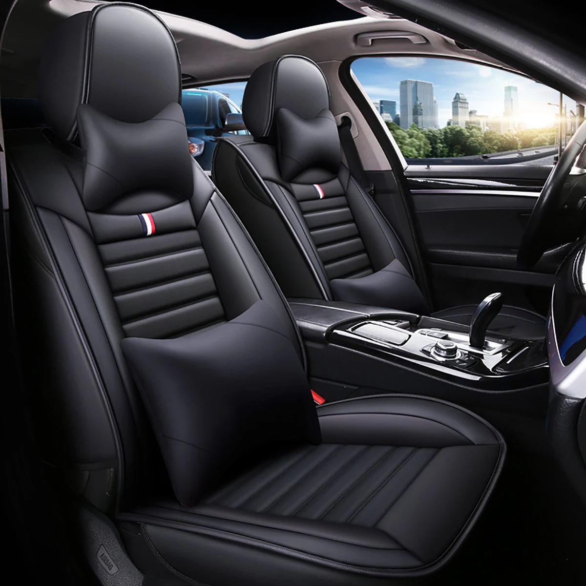 Kroak Universal 5 Seat PU Leather Car Seat Covers With Cushions