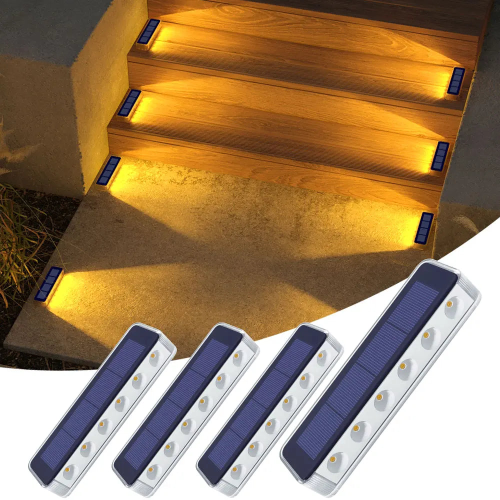 4 Pack Outdoor Solar LED Step Lights IP68 Waterproof Deck Stair Lights
